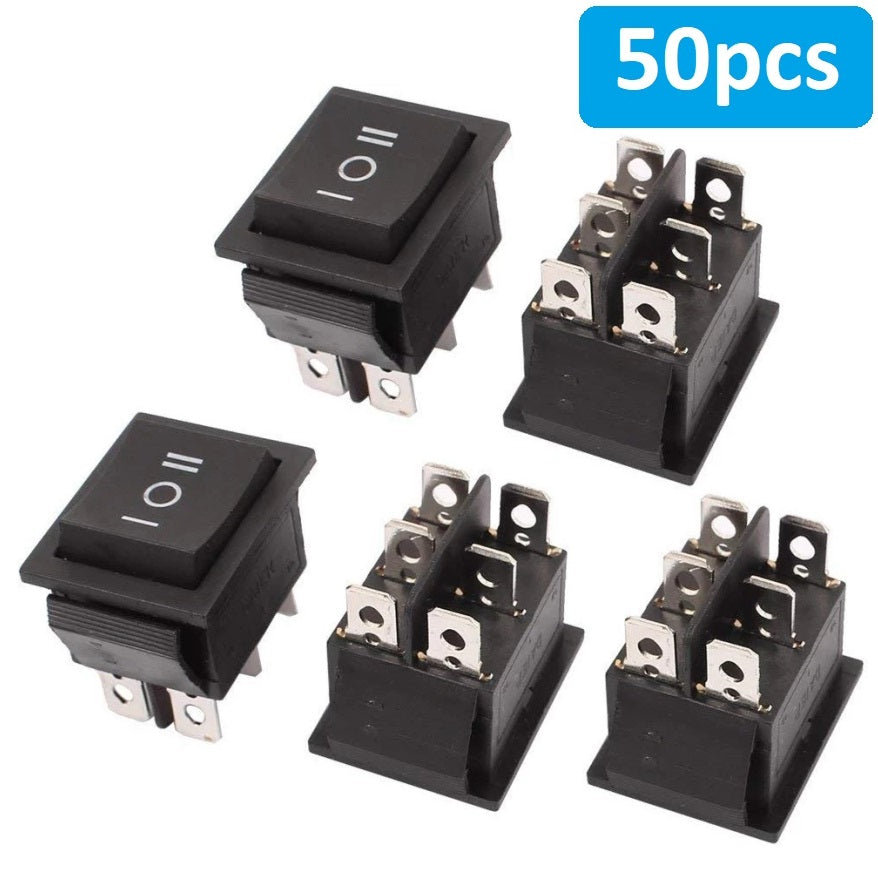 KCD4 16A 250V DPDT Positional On-Off-ON Rocker Switch 6 Leg (Lock Acti