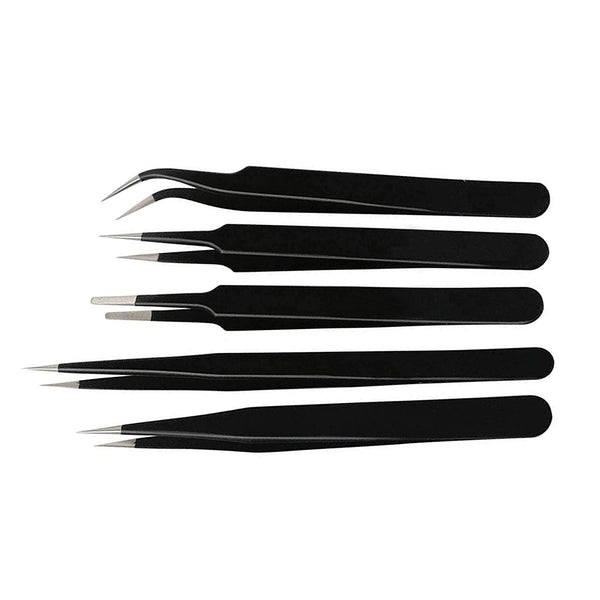 6Pcs Tweezers with Rubber Tips Set Soft PVC Rubber Coated Tips Bent and  Straight Flat Tip Precision Bent Long Tweezers 