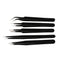 Hoki: Non-Magnetic Straight and Curved Tips Tweezers Set for Mobile/Gadget/Laptop and Jewelry Repair; Black - Set of 5 Pieces