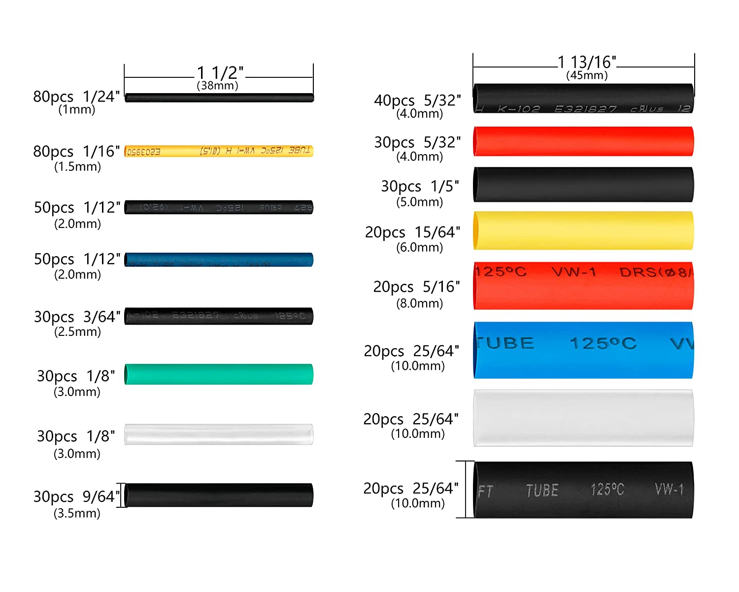 580 Pcs Heat Shrink Set Tubing Insulation Assorted kit