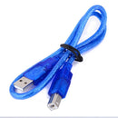 Arduino USB Cable (A to B) Blue/Black - 20inch/50cm