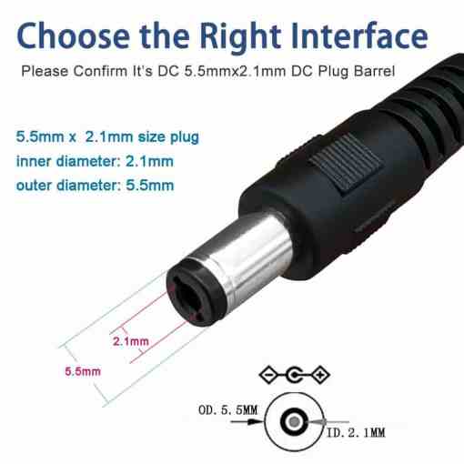 USB to DC Plug Converter Wire Cable 5.5x2.1mm