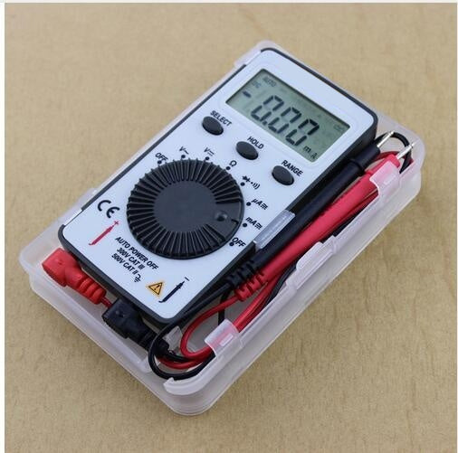 Multimeter: Mini Digital Pocket Meter Tester (White) with Plastic Case