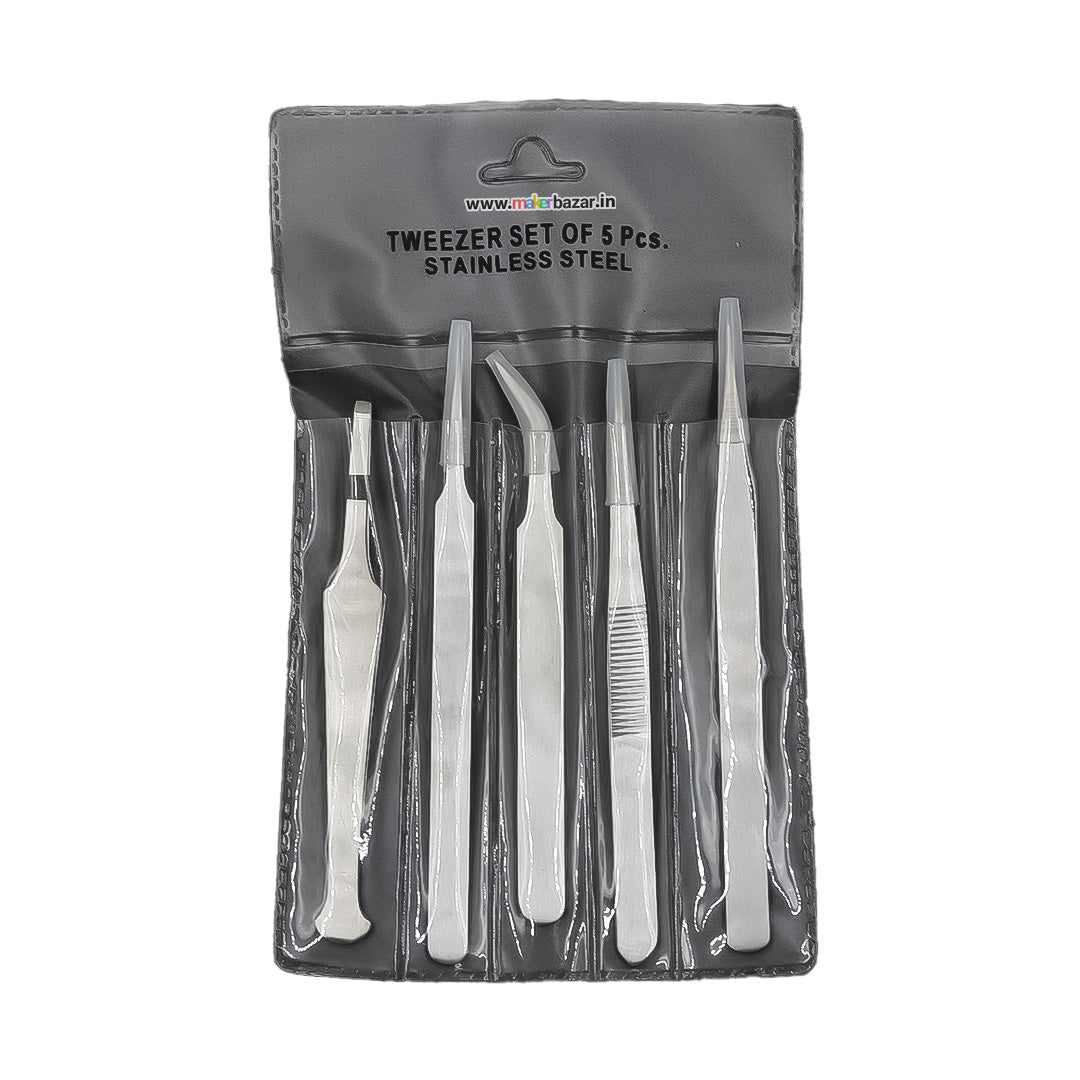 Generic: [Type 1] 5pc Stainless Steel Tweezer Set