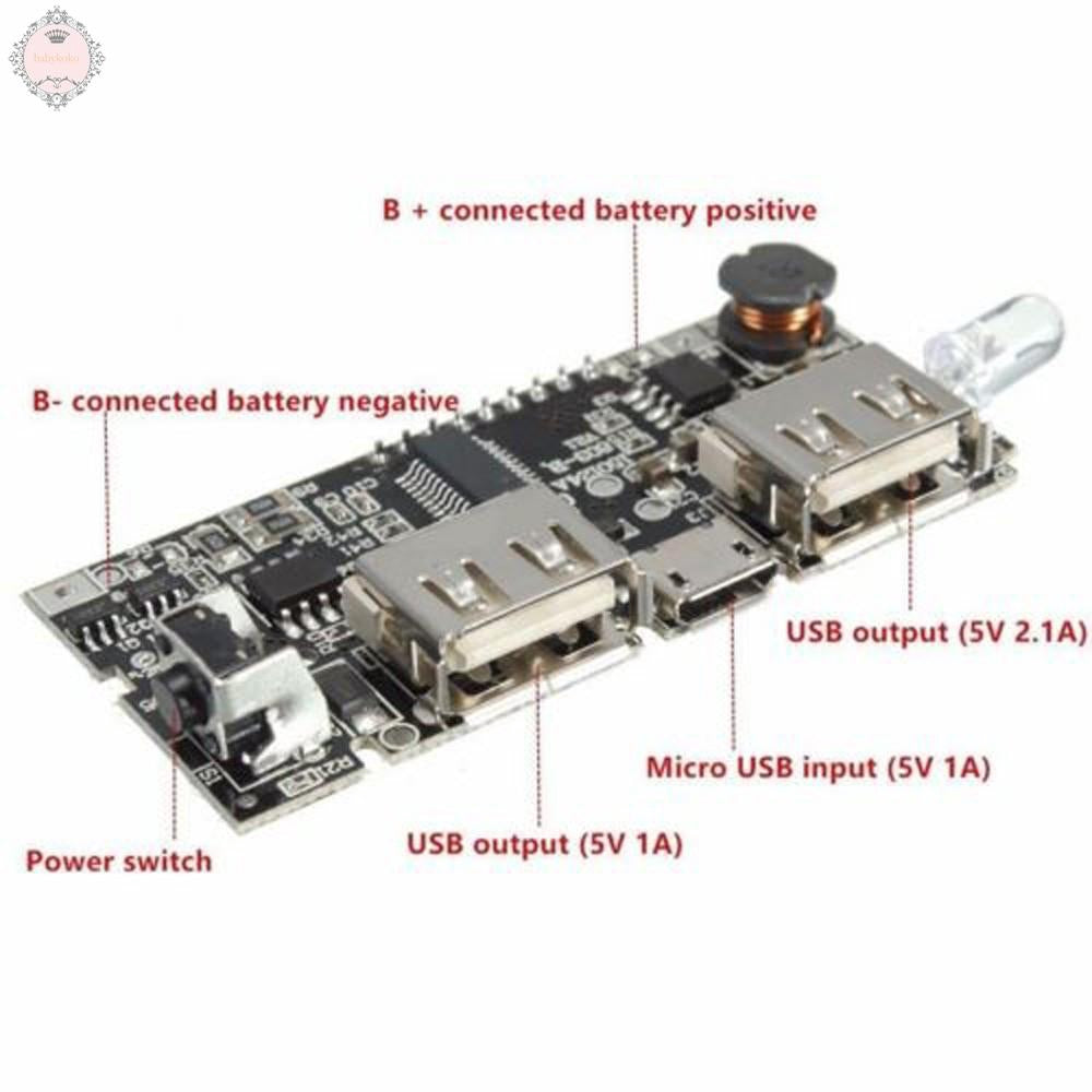 Dual USB 5V 2.1A Power Bank Module with Voltage Display and LED AA312