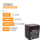 Amptek: 12 Volt 4.5 Amp Rechargeable Sealed Lead Acid Battery