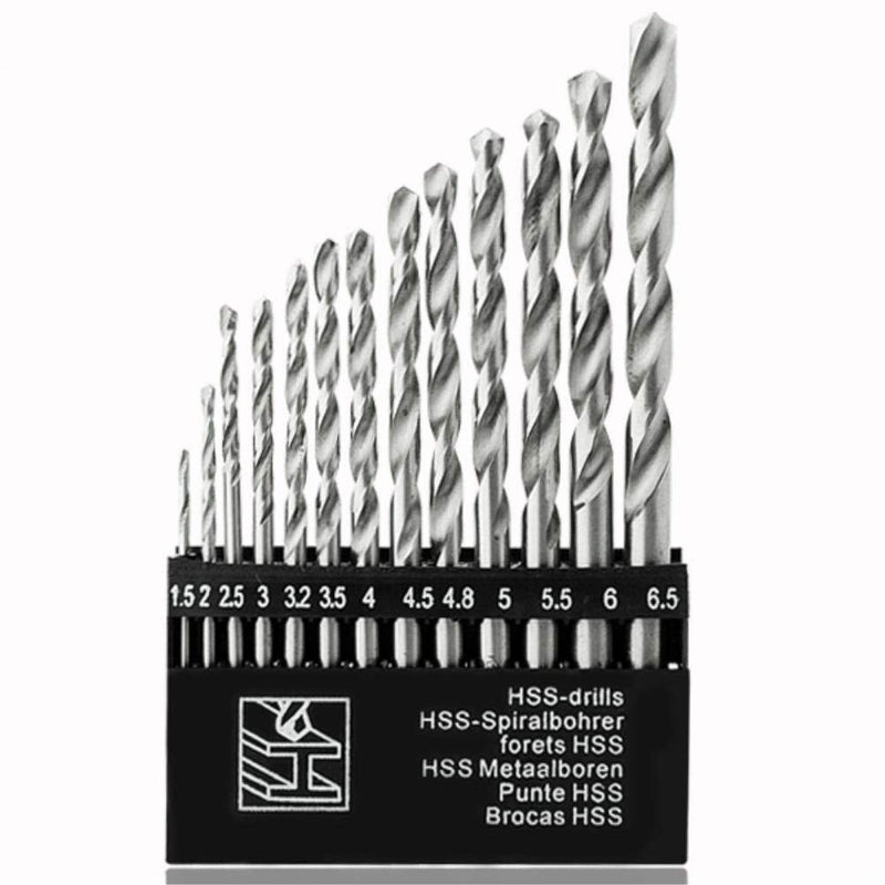 Generic: 13pcs HSS Straight Shank Twist Drill Bit Set Kit with Case (1.5-6.5mm)