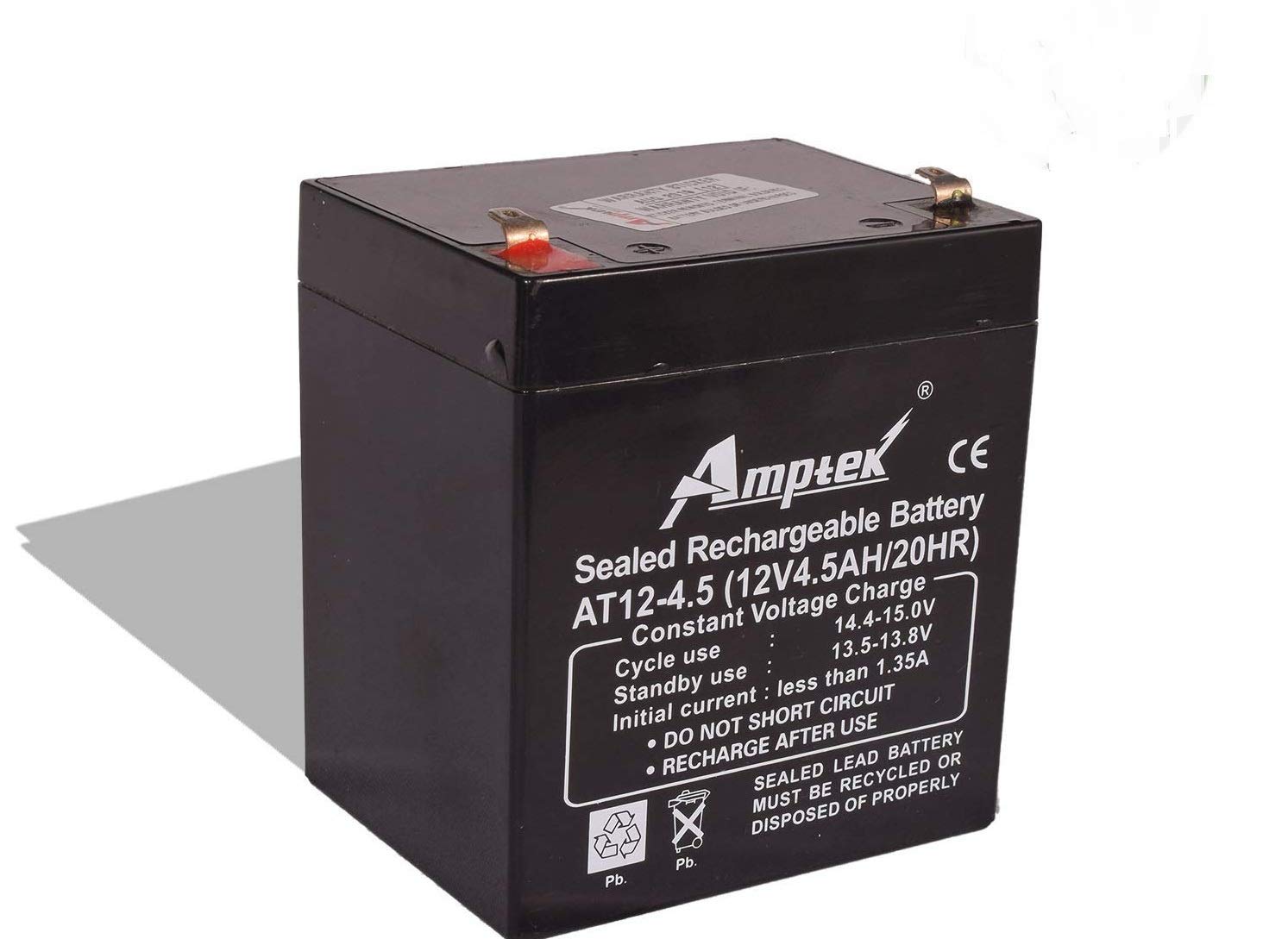 Amptek: 12 Volt 4.5 Amp Rechargeable Sealed Lead Acid Battery