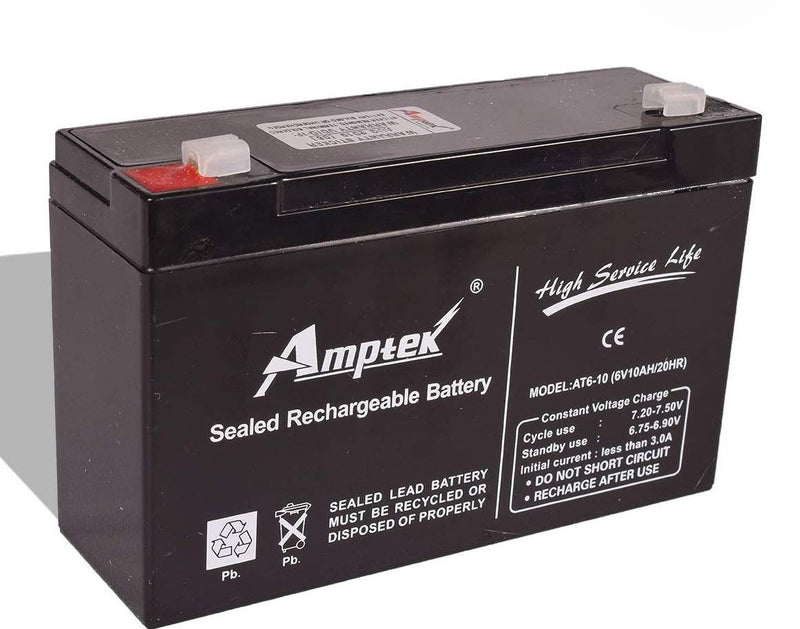 mikroskopisk selvbiografi Ledig Amptek/Sunka : 6 Volt 10 Amp Rechargeable Sealed Lead Acid Battery