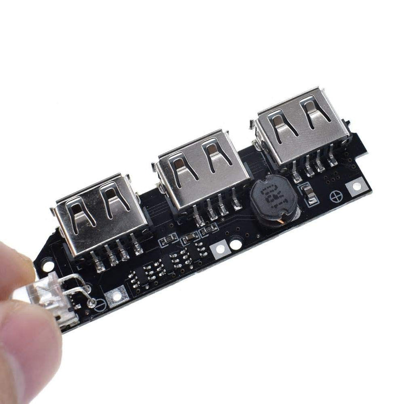 [Premium] 5V 2.1A 3 USB Power Bank Battery Charger Module Circuit Board Step Up Boost [Black]