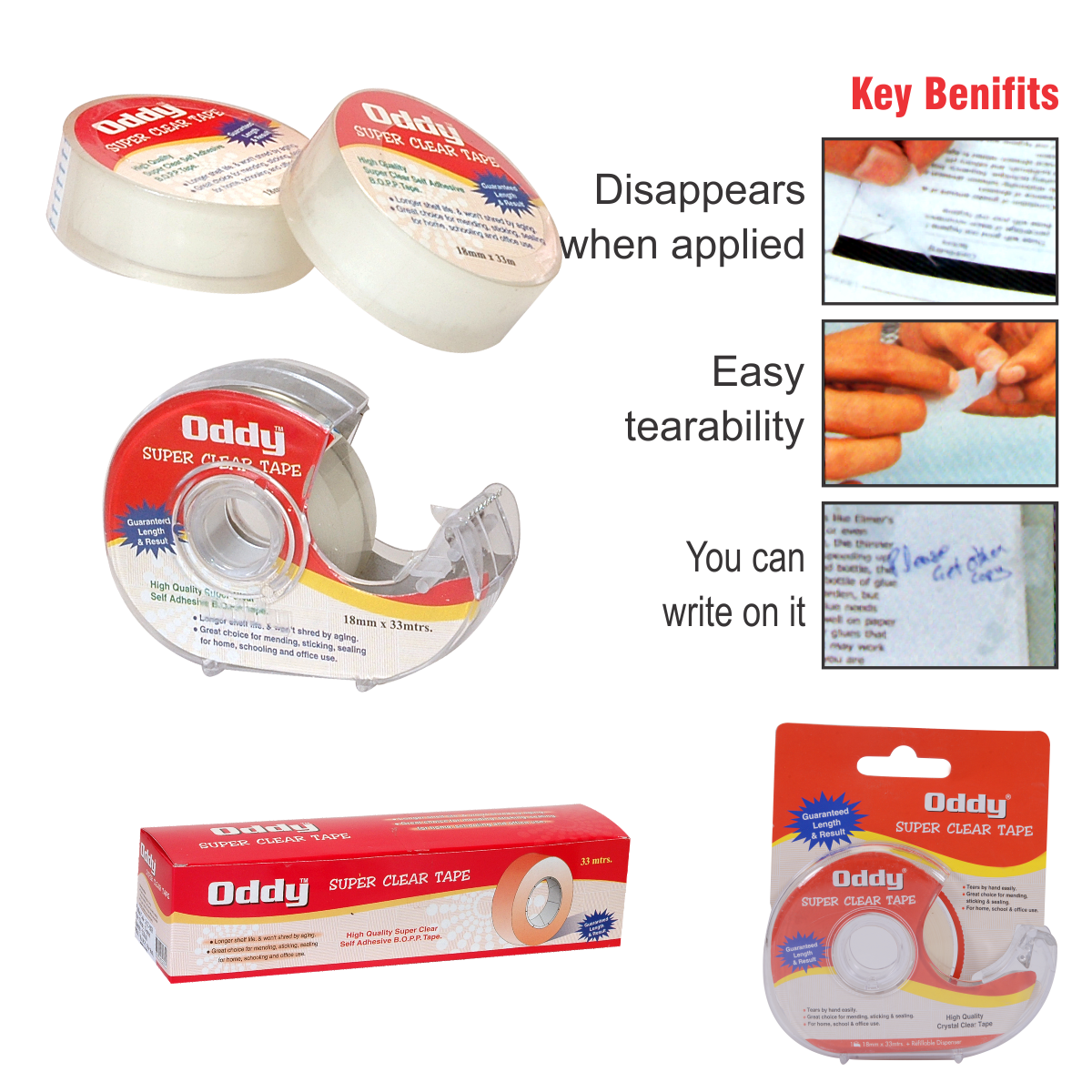 Oddy: SCTD-1833 Super Clear Tape with Dispenser