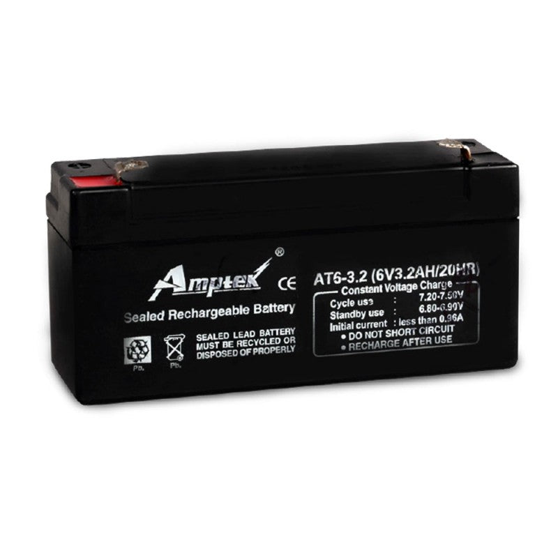 Amptek: 6 Volt 3.2 Amp Rechargeable Sealed Lead Acid Battery