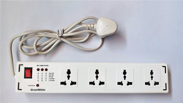 GreatWhite: Power Strip Spike Guard 1 Switch and 4 Socket (White)