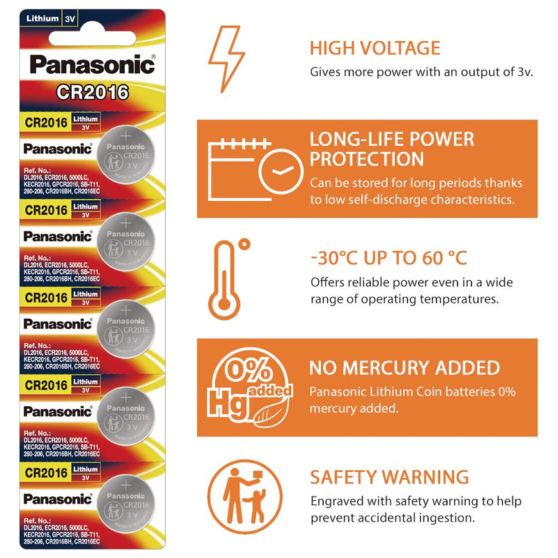 Panasonic: CR2016 3V Non rechargeable Round Lithium Coin Cells
