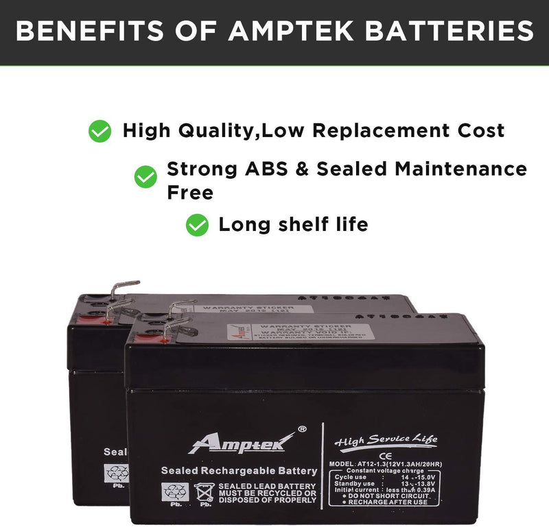 Amptek: 12 Volt 1.3 Amp Rechargeable Sealed Lead Acid Battery