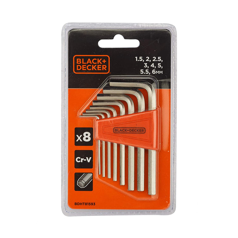 Black & Decker: BDHT81593 Steel Hexkey Allen Key Set (Orange, 8-Pieces)