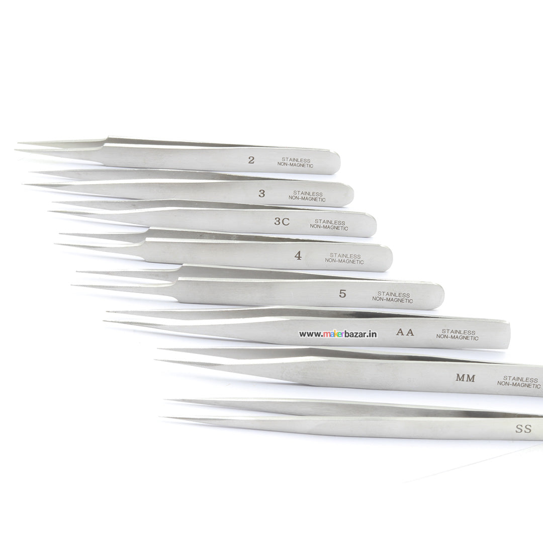 8pc Stainless Steel Tweezer Set (2,3,3C,4,5,AA,MM,SS)