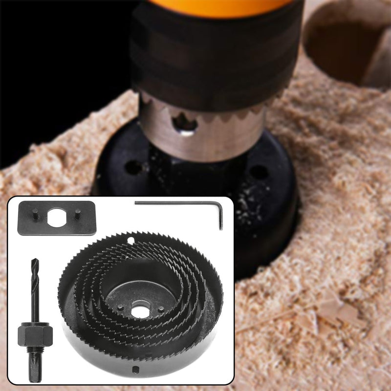 8-Piece Set Carbon Arbored Adjustable Hole Saw Set Round Circular (64mm,76mm,89mm,102mm,127mm)