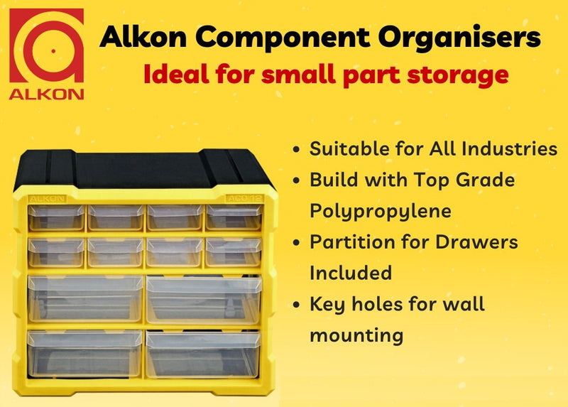 Alkon: ACO12 Component Organizer Box with 12 Drawers