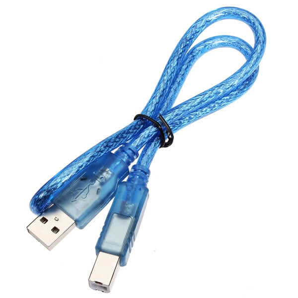 Small USB Cable for Arduino (A to B) Blue/Black - 5 to 8inch