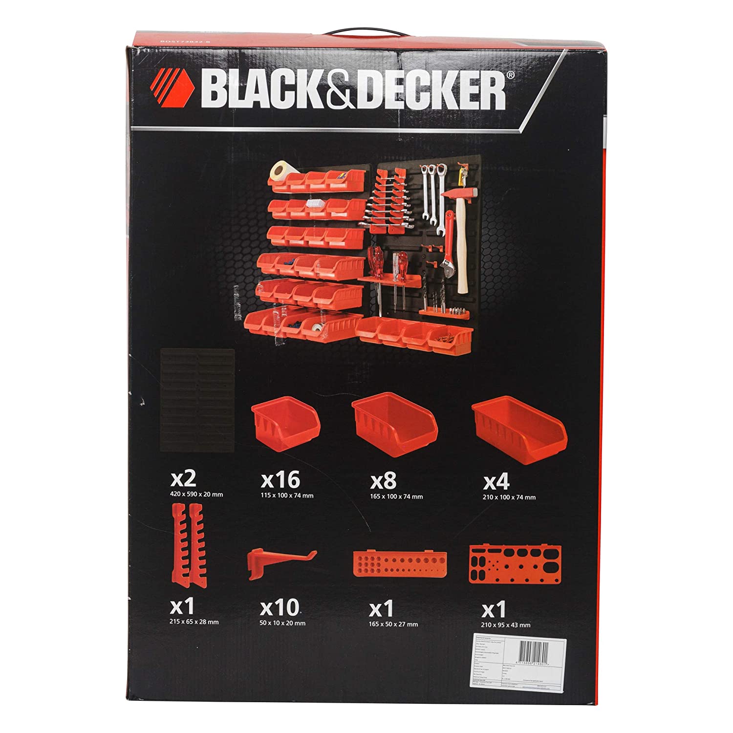 BLACK+DECKER BDST738328 Wall Panel Set with Bins, Racks and Holders