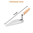 MT1 Masonry Bay Leaf Blade Trowel Round Toe Round Heel with Wooden Handle 12inch