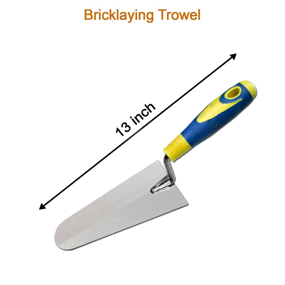 MT6 Masonry Gauging Trowel Round Toe Square Heel with Soft Grip Handle & Hanging Hole - 13inch