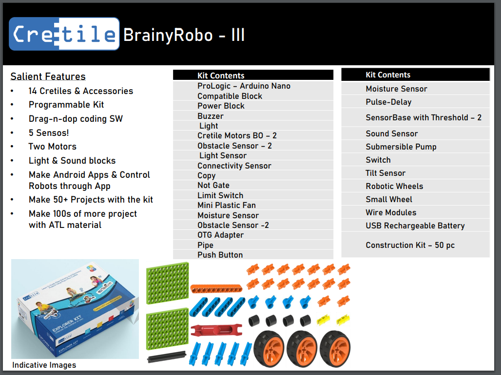 Cretile: BrainyRobo - III STEM Kit (for ATL Lab)