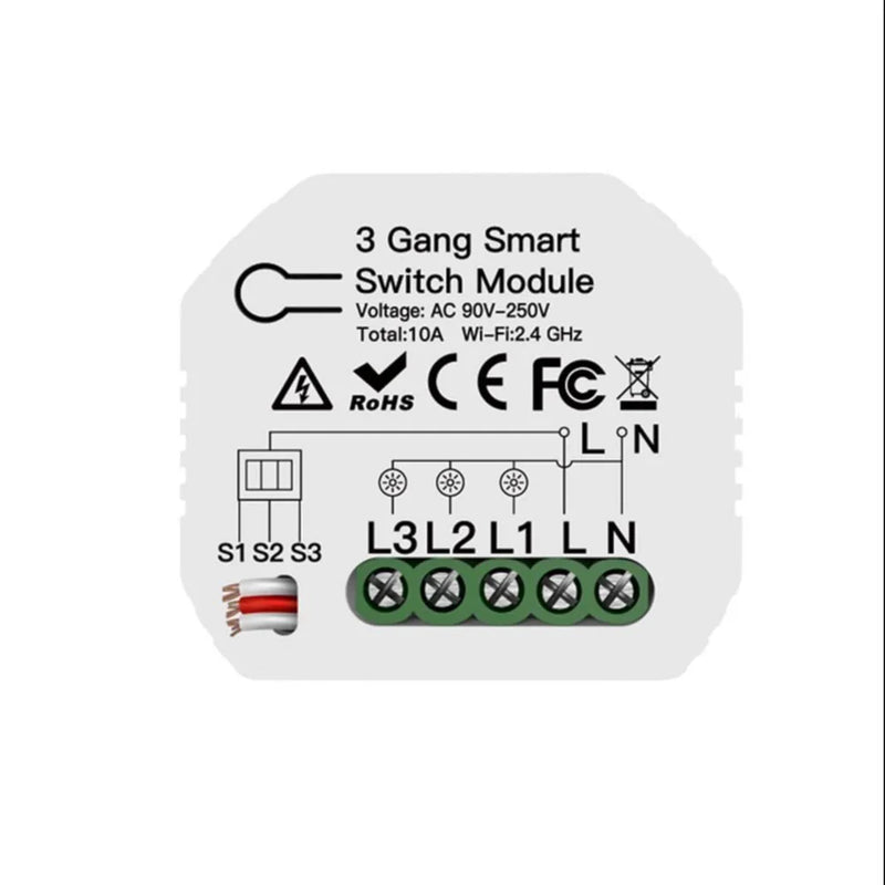 3 Gang 1/2 Way Mini DIY WiFi Smart Light Switch Module