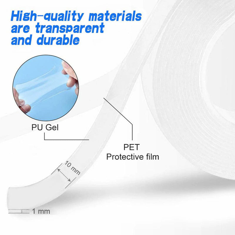5Meter X 10mm Double-Sided Transparent Traceless Grip Tape