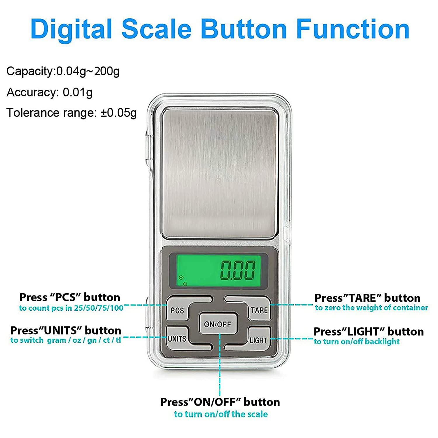 Mini Pocket Digital Weight Scale 0.01G To 200G