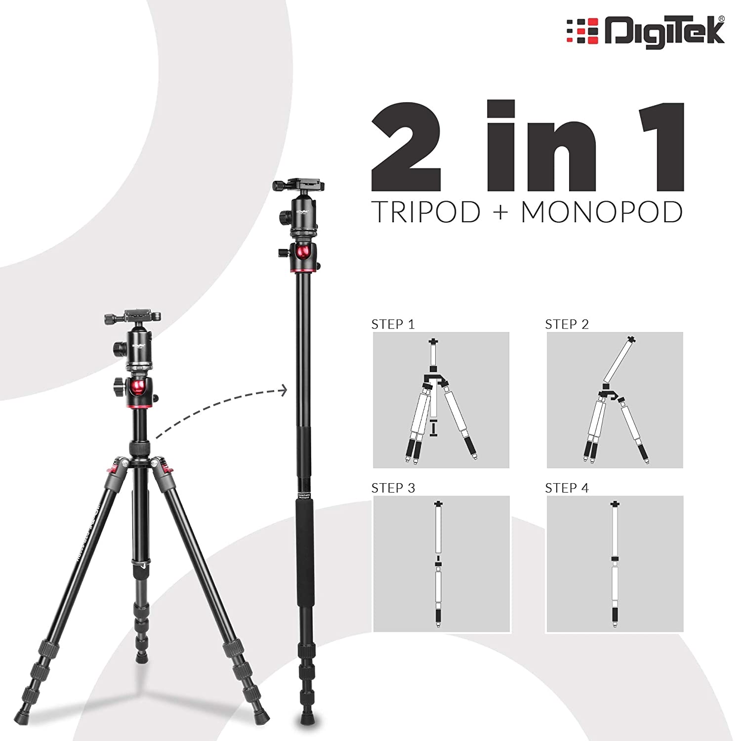 Digitek: DTR 520 BH Tripod Cum Monopod with Swivel Pan Head