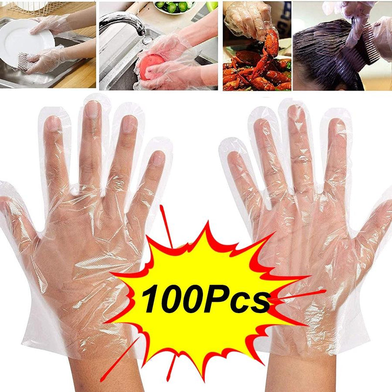 Buy Plastic Transparent Disposable Clear Gloves White (Pack of 100)
