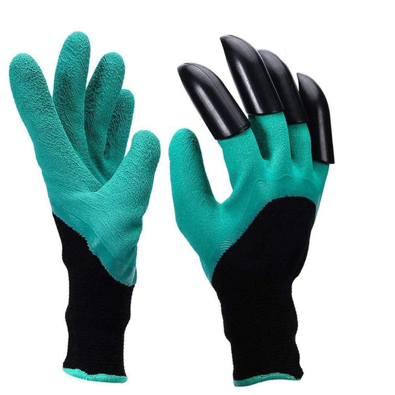 Heavy Duty Garden Farming Gloves (Pair) Washable with Right Hand Fingertips (Green)