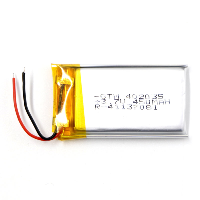 GTM: 402035 3.7V 450mAh Lipo Battery - Single Cell Lithium Polymer Battery
