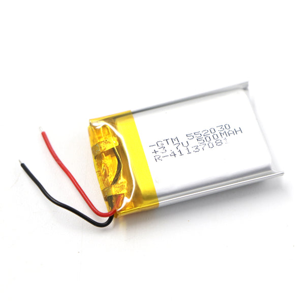 GTM: 552030 3.7V 500mAh Lipo Battery - Single Cell Lithium Polymer Battery