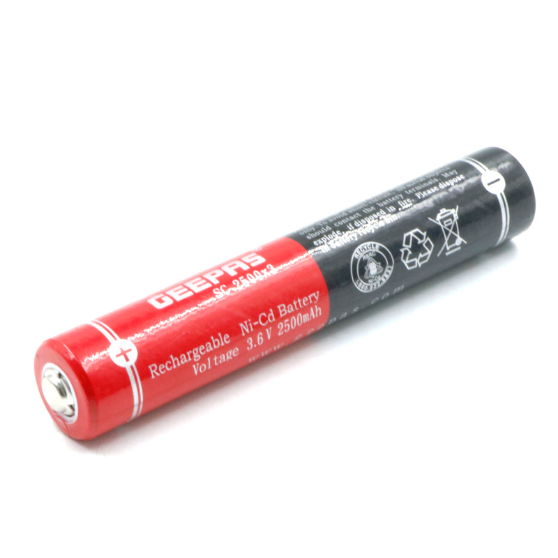 Geepas: 2500mAh 3.6V Size-3SC Cell NiCd Rechargeable Battery with Button Top