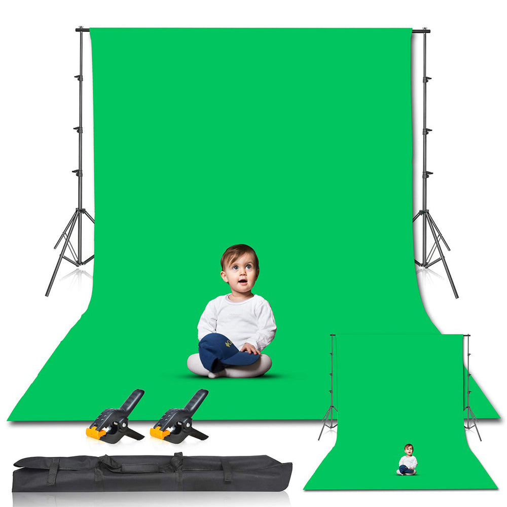 Spring Strap Greenscreen Green Screen Backdrop with Stand and Clips