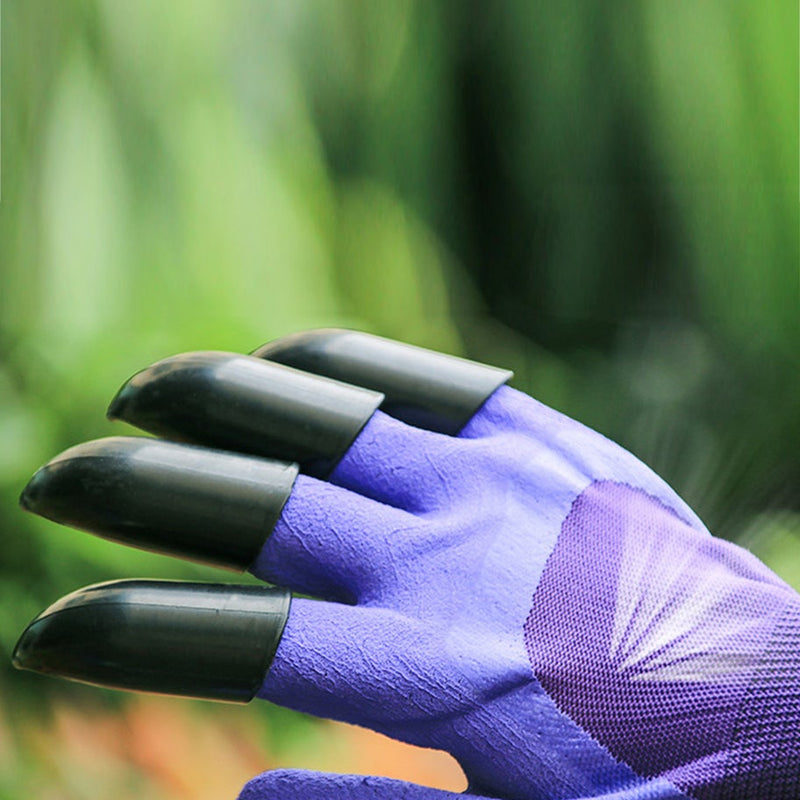 Heavy Duty Garden Farming Gloves (Pair) Washable with Right Hand Fingertips (Purple)