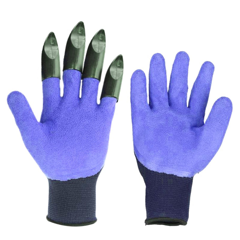 Heavy Duty Garden Farming Gloves (Pair) Washable with Right Hand Fingertips (Purple)