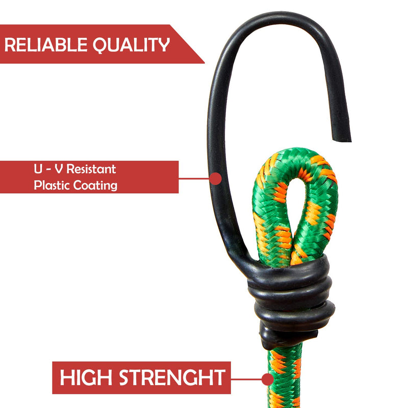 High Strength Elastic Luggage Tying Rope With Hooks - 4 Ft Length