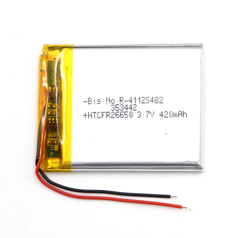 Generic: 353442 3.7 V 420mAh Lipo Battery - Single Cell Lithium Polymer Battery
