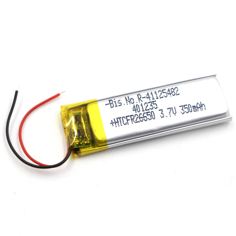 Generic: 401235 3.7 V 350mAh Lipo Battery - Single Cell Lithium Polymer Battery