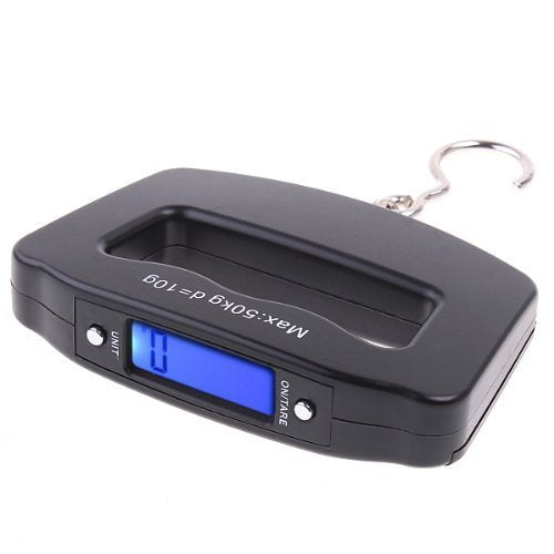 Black Digital Portable Luggage Scale with LCD Backlight - 50 kg