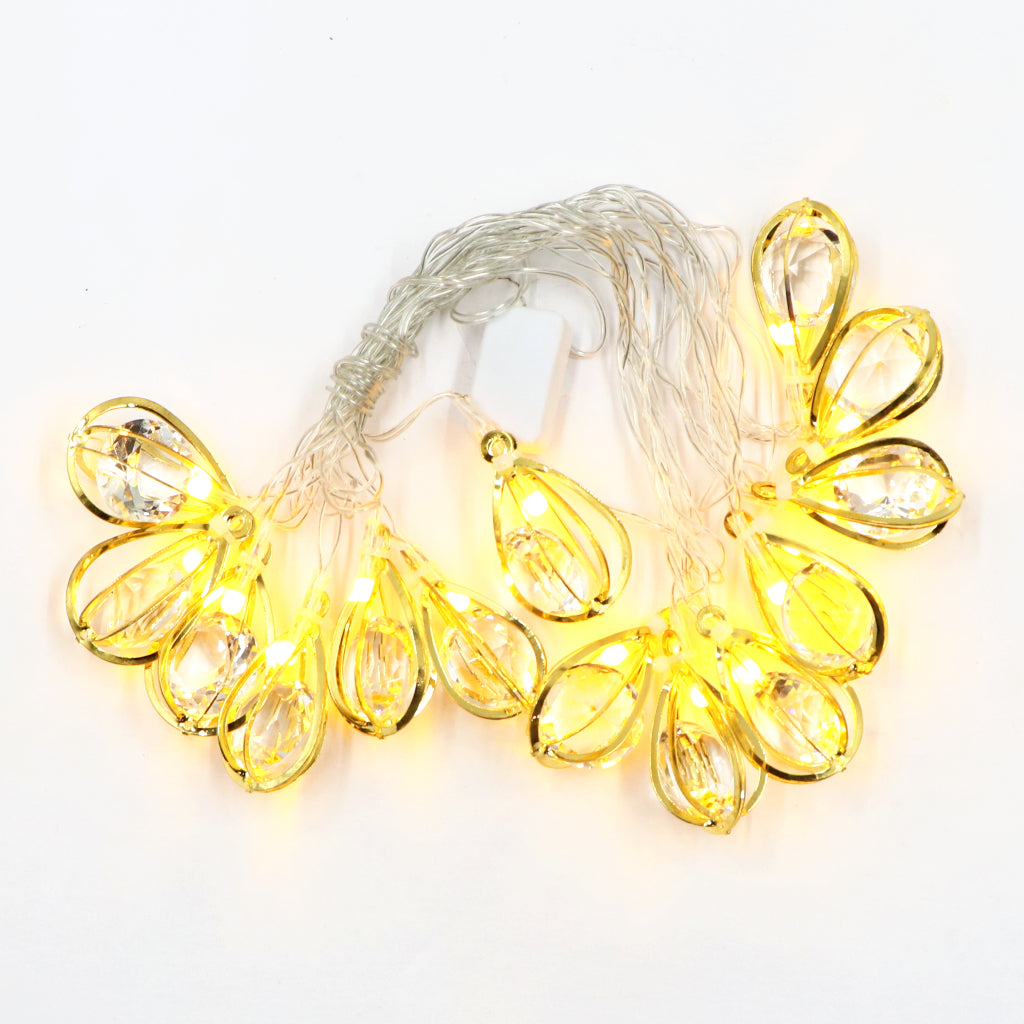 Diamond Led String Light Diamond-in-Baloon 14 LED Golden String Lights