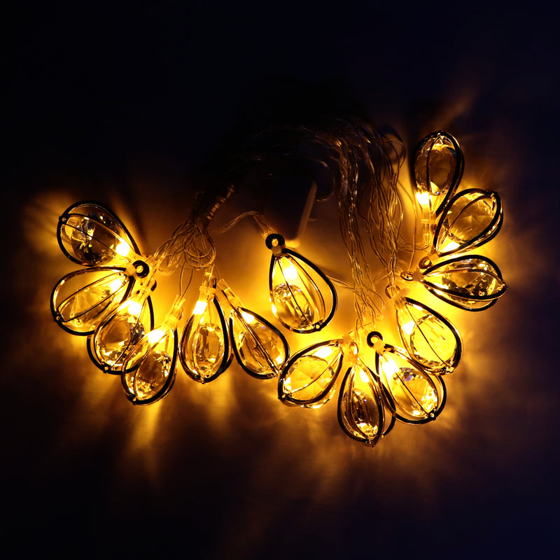 Diamond-in-Baloon 14 LED Golden String Lights
