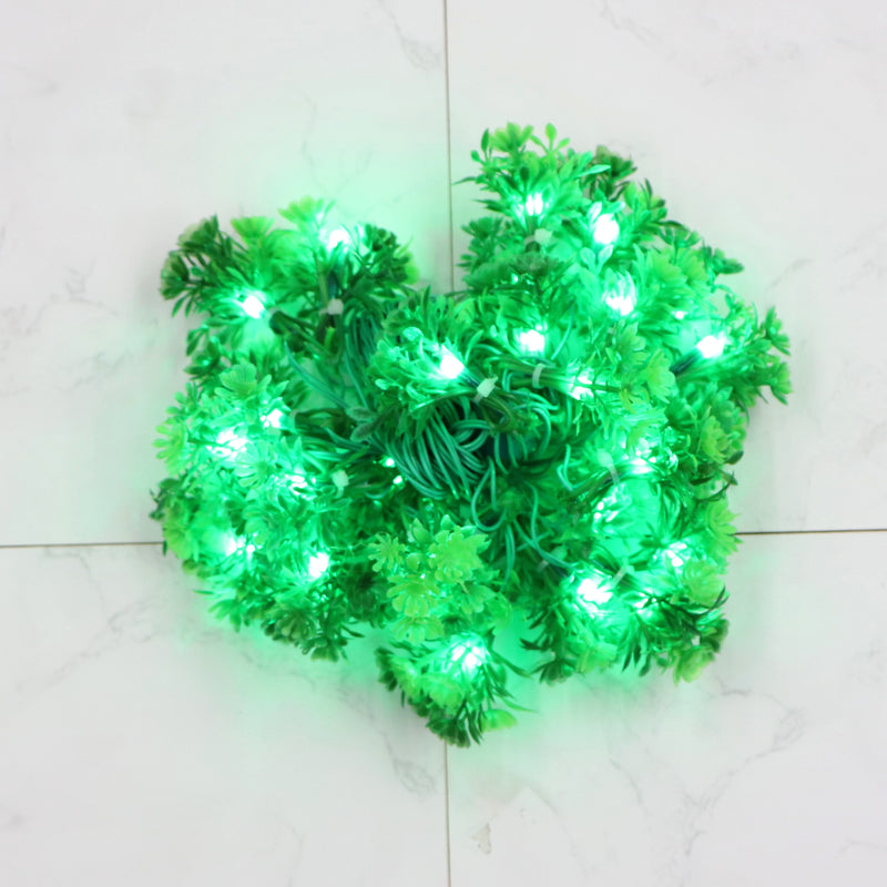 Green Leaves + Flowers 24 LED String Fairy Lights