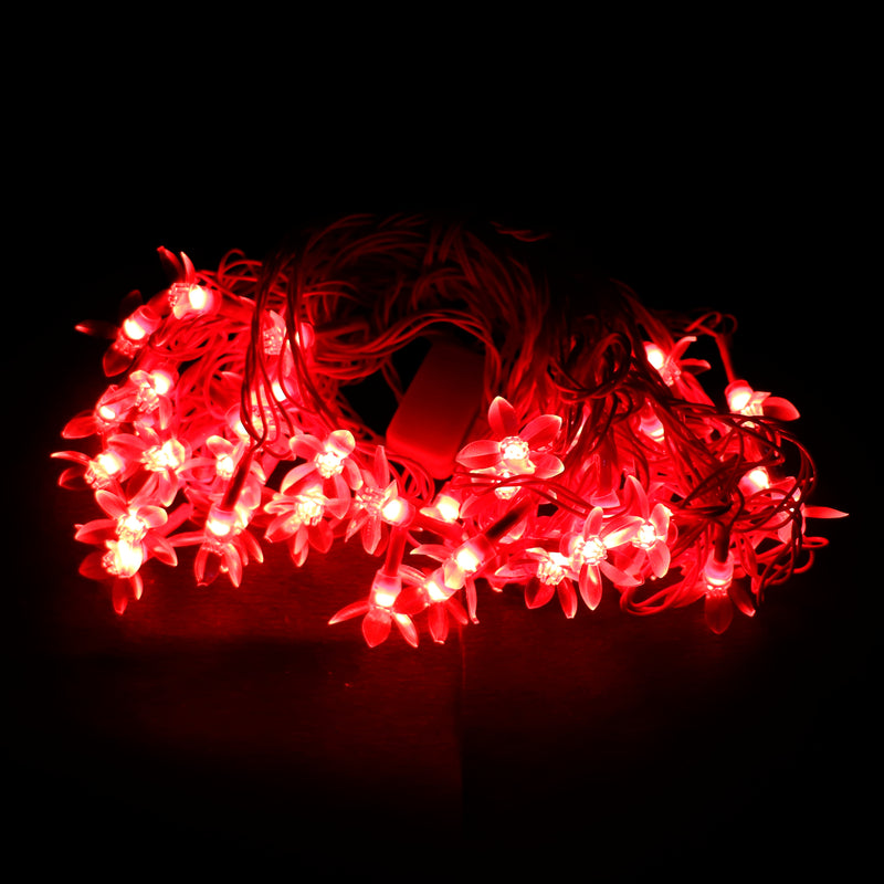 Small Red Silicon Flower 42 LED String Fairy Lights