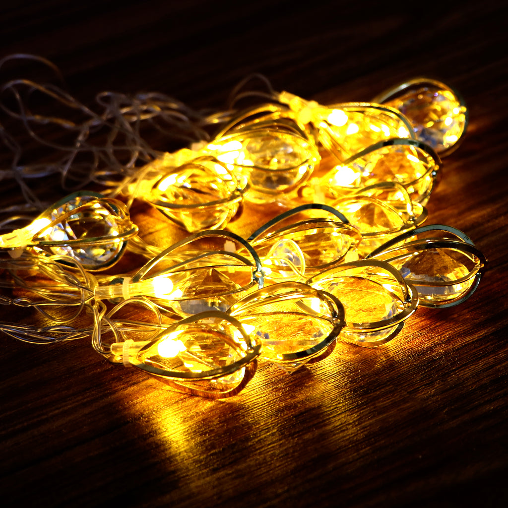 Diamond String Light Diamond-in-Baloon 14 LED Golden String Lights