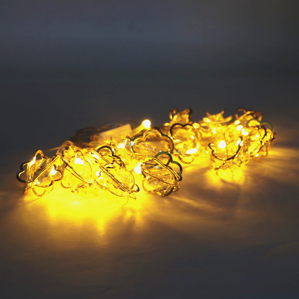 Diamond Led String Light Diamond-in-Flower 14 LED Golden String Lights